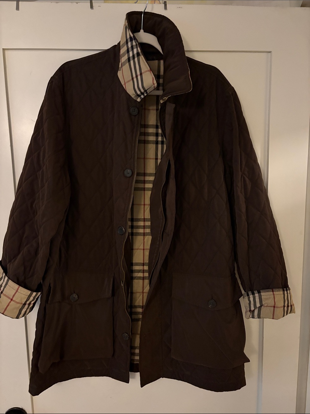 Burberry Brown Quilted Jacket with Signature Check Lining